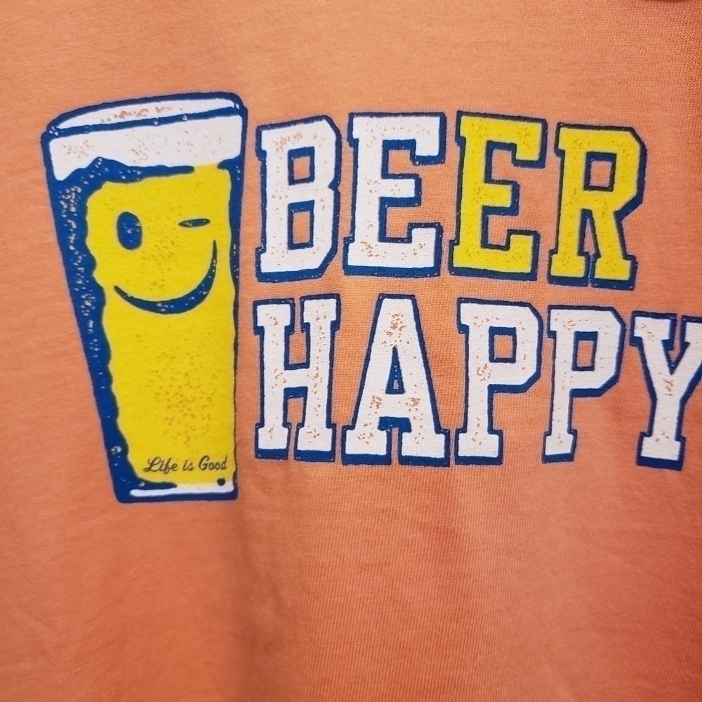 Life Is Good Orange “Beer Happy” Top T-shirt Large Bonus Jewelry included ‼️‼️) - Picture 7 of 8